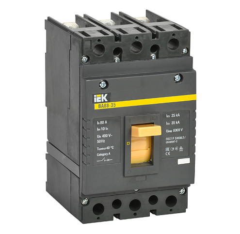 Выключатель автоматический 3п 80А 35кА ВА 88-35 KARAT IEK SVA30-3-0080: фотография 1