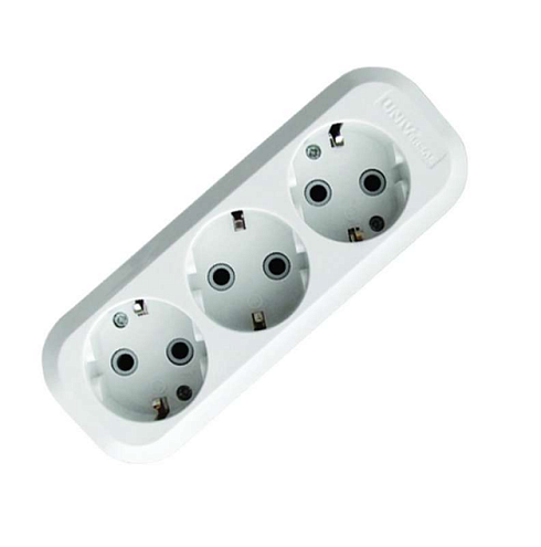 Колодка удлинителя 3-местный с заземлением АБС-пластик UNIVersal E303: фотография 1