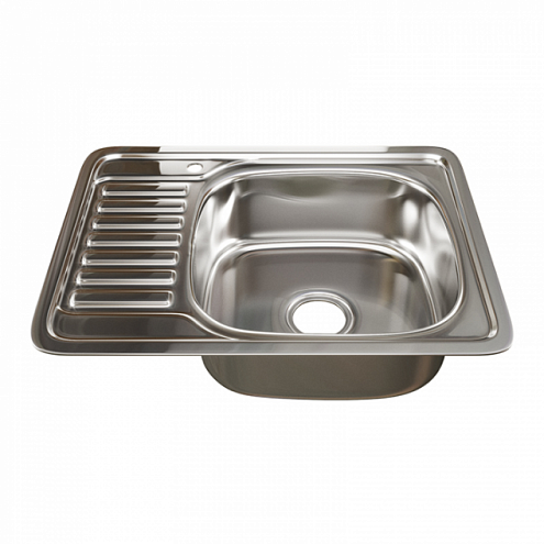 Мойка врезная 500х650 правый выпуск 3 1/2"  MIXLINE 160 мм с сифоном: фотография 1