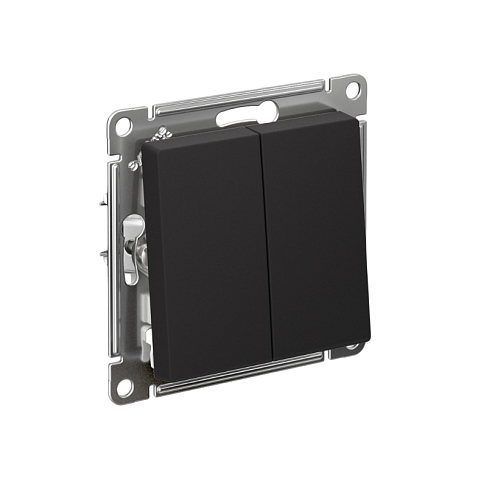 Переключатель 2-клавишный AtlasDesign 10А IP20 (сх.6/2) 10AX механизм карбон Systeme Electric ATN001065: фотография 1