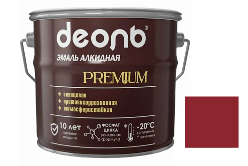 Антикоррозионная глянцевая эмаль PREMIUM ДЕОЛЬ Красное вино RAL 3005  5л : фотография 1