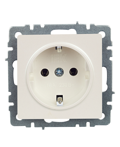 Розетка 1-местная BRITE РС11-1-0-БрЖ с заземлением без защитных шторок 16А механизм жемчуг IEK BR-R11-16-K36: фотография 1