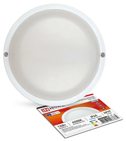 Светильник светодиодный герметичный СПП-А-КРУГ 12Вт 230В 6500К 960лм с оптико-акустическим датчиком IP65 IN HOME 4690612033884: фотография 1