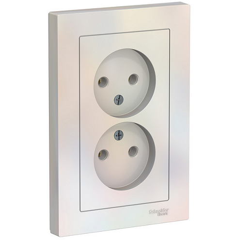 Розетка 2-м ATLAS DESIGN без заземл. 16А в сборе жемчуг SchE ATN000420: фотография 1