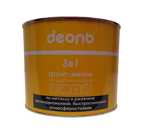 Грунт-эмаль по ржавчине «ДЕОЛЬ 3в1» графитовый (RAL7024) 1,8кг: фотография 1