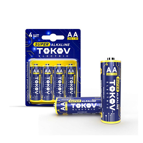 Элемент питания алкалиновый LR6/AA (блист.4шт) TOKOV ELECTRIC TKE-ALS-LR6/B4: фотография 1