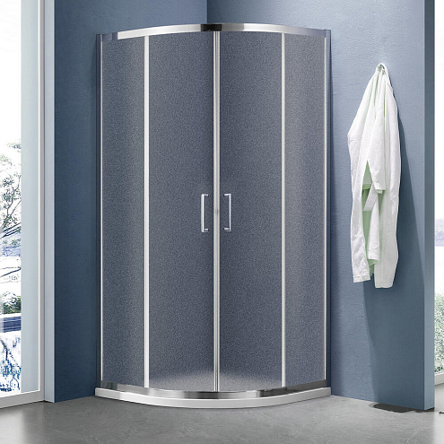 Душевое ограждение SANTREK AQUA Lea-R-900-G-Chrome (NAO2142) 900х900х1850 Радиус стекло Грейп 5мм, профиль хром  : фотография 1