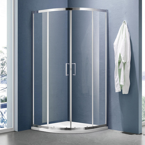 Душевое ограждение SANTREK AQUA Lea-R-800-C-Chrome 800*800*1850 Радиус стекло Прозр 5мм, профиль Хром: фотография 1