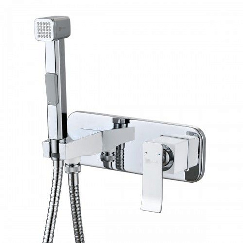 Смеситель Lemark "Контест" LM5819CW с гигиеническим душем встраиваемый хром/белый: фотография 1