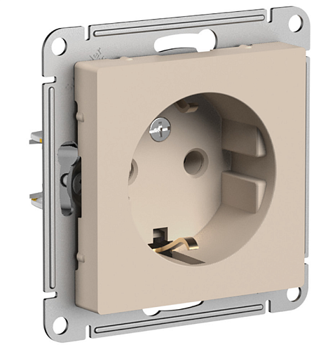 Розетка AtlasDesign 16А с заземлением механизм песочный Systeme Electric ATN001243: фотография 1