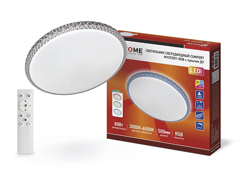 Светильник светодиодный COMFORT MYSTERY-RGB 80Вт 230В 3000-6500К 6000лм 500х80мм с пультом ДУ IN HOME 4690612035185: фотография 1