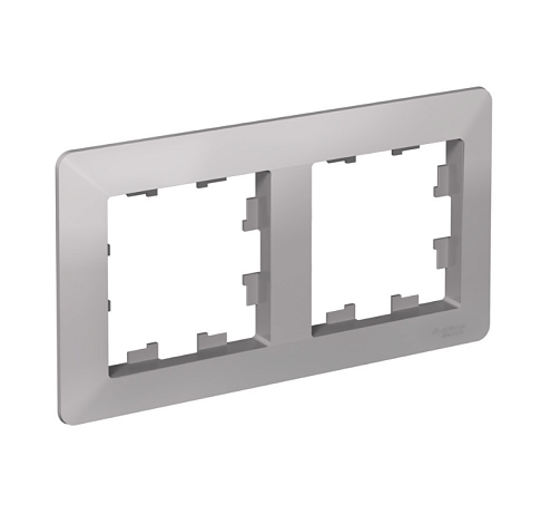 Рамка 2-местная AtlasDesign Air алюминий/дымчатый черный Systeme Electric ATN220302: фотография 1