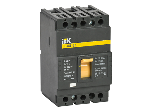 Выключатель автоматический 3п 63А 25кА ВА 88-32 IEK SVA10-3-0063: фотография 1
