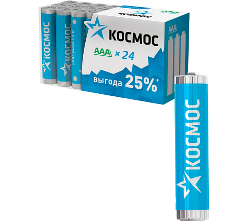Элемент питания алкалиновый AAA/LR03 пласт. бокс (уп.24шт) КОСМОС KOCLR03_24BOX: фотография 1