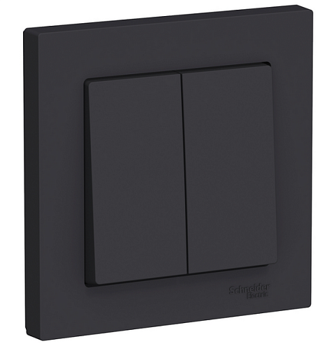 Выключатель 2-кл. ATLAS DESIGN (сх.5) 10АХ в сборе карбон SchE ATN001052: фотография 1