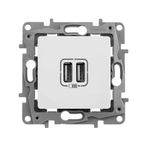Механизм розетки USB Etika 2мод. 240В/5В 2400мА бел. Leg 672294: фотография 1