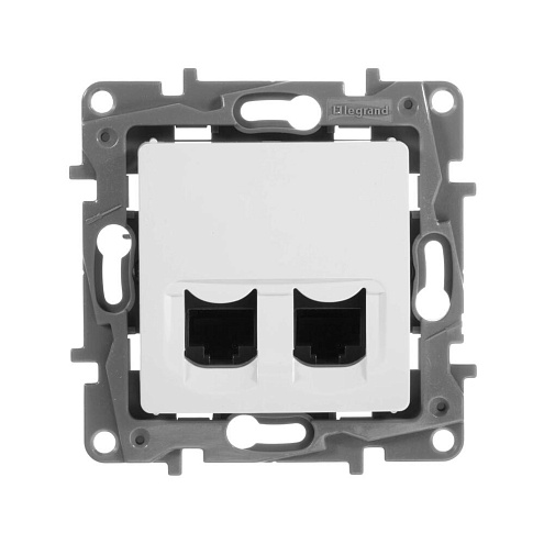 Механизм розетки комп. СП Etika RJ45 + RJ45 CAT.5E UTP бел. Leg 672255: фотография 1