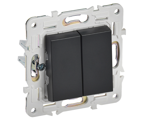 Выключатель 2-клавишный SKANDY 10А SK-V04Bl черный IEK SK-V20-0-10-K02: фотография 1