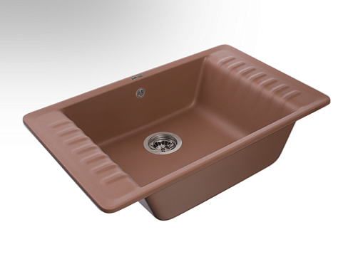 Мойка GRANFEST QUARZ 71 1 чаша+крыло 760х480 мм терракот без сифона: фотография 1