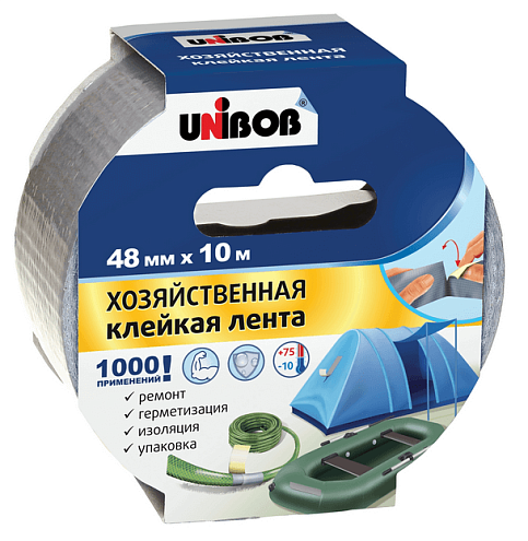 Хозяйственная клейкая лента 48мм х 10м серая Unibob: фотография 1