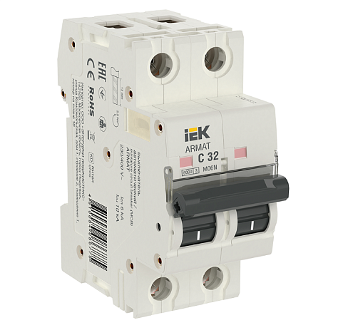 Выключатель автоматический модульный 2п C 32А M06N ARMAT IEK AR-M06N-2-C032: фотография 1