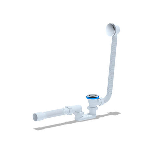 Сифон для ванны плоский с выпуском 1 1/2&quot;х40 с переливом, клик-клак, с гибкой трубой 375х40/50 АНИ Пласт EC055: фотография 1