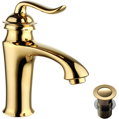 Смеситель Lemark &quot;Брава&quot; LM4706G для умывальника монолитный с донным клапаном клик-клак золото: фотография 1