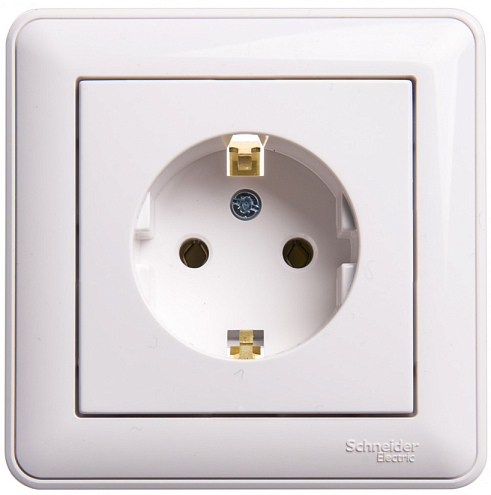 Розетка W59 16А IP20 с заземлением без защитных шторок белый Systeme Electric RS16-154-18: фотография 1