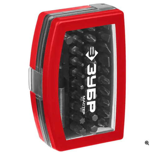 Набор бит МАСТЕР, Cr-V сталь, 32предмета, в боксе с противоударными вставками, ЗУБР: фотография 1