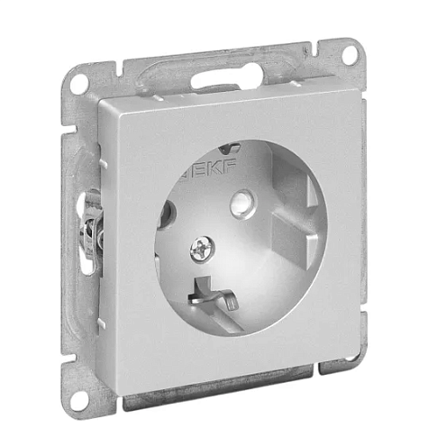 Розетка Эпика 16А с заземлением защитные шторки механизм алюминий EKF UP1-SOA-111: фотография 1