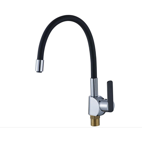 Смеситель д/кухни шар. с силикон. изливом, креп.гайка черный d35 Santa-Barbara: фотография 1