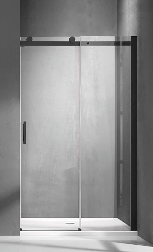 Душевое ограждение SANTREK AQUA Evo-DF-1100-C-Matt Black 1100х1950 прямое стекло прозрачное 8мм, профиль Чёрный: фотография 1