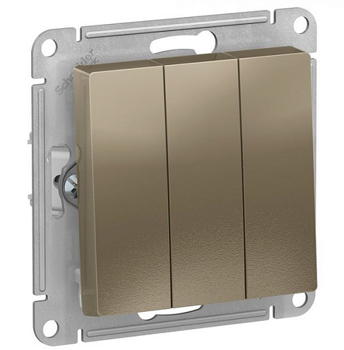 Механизм выключателя 3-кл. ATLAS DESIGN (сх.1+1+1) 10АХ шампань SchE ATN000531: фотография 1