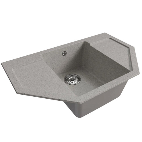 Мойка ML-GM24 угловая с крылом, серая (310), 790х490х200 мм: фотография 1