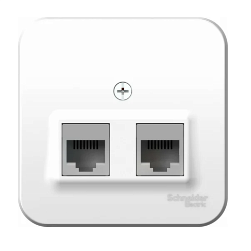 Розетка компьютерная 2-м ОП Blanca RJ45 категория 5E с изолированной пластиной белая SE BLNIA045451: фотография 1