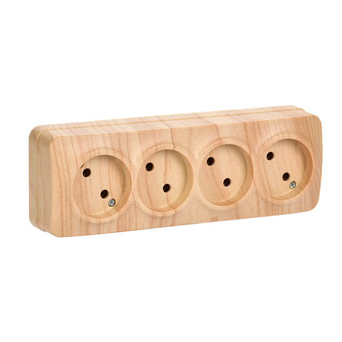 Розетка 4-м ОП GLORY РС24-2-ХС 10А без заземления сосна IEK ERH40-K34-10: фотография 1