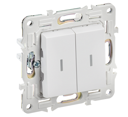 Выключатель 2-клавишный SKANDY SK-V09W с индикацией 10А арктический белый IEK SK-V20-1-10-K01: фотография 1