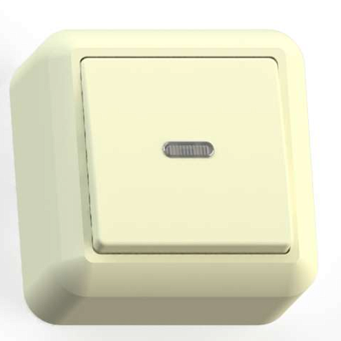 Выключатель 1-кл ОП Оптима 10А IP20 А110-386 с индикацией с монтажной пластиной слоновая кость Кунцево 8031: фотография 1