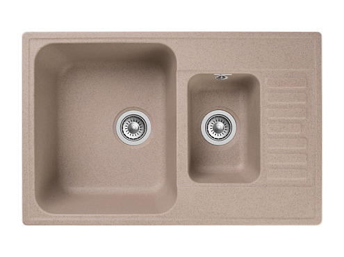 Мойка GRANFEST QUARZ (ECO) 21К 1,5 чаши+крыло 740х480 мм песок без сифона: фотография 1