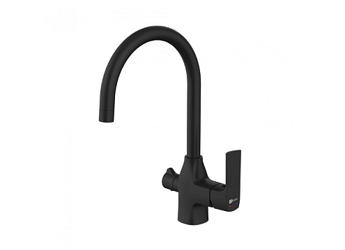 Смеситель Lemark &quot;Урсус&quot; LM7261BL для кухни с подключением к фильтру питьевой воды черный: фотография 1