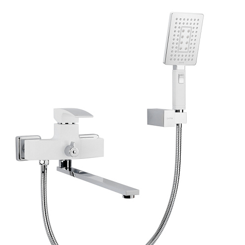 Смеситель для ванны и умывальника 35к G2207-7 GAPPO див корп L-нос, БЕЛЫЙ-ХРОМ: фотография 1