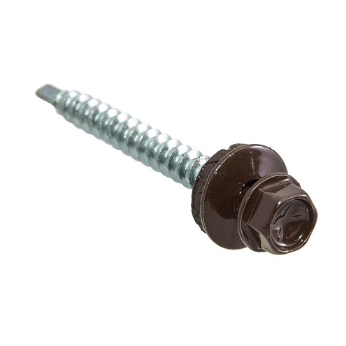 Саморезы кровельные с буром темно-коричневые 4,8x50, 40шт: фотография 1