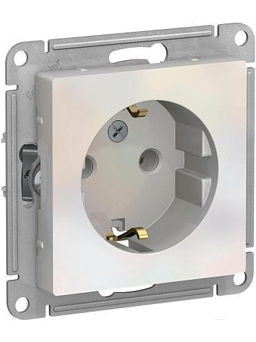 Механизм розетки 1-м СП ATLAS DESIGN с заземл. 16А жемчуг SchE ATN000443: фотография 1