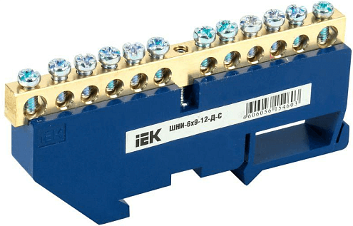 Шина нулевая на DIN-изолятор ШНИ-6х9-12-Д-С IEK YNN10-69-12D-K07: фотография 1