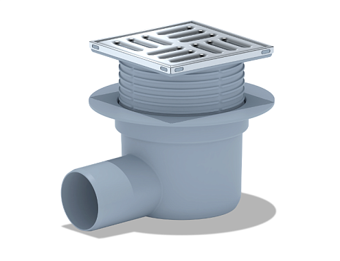 Трап для душа горизонтальный регулируемый, с гидрозатвором, с решёткой из нержавеющей стали 100х100 АНИ Пласт TA5602: фотография 1