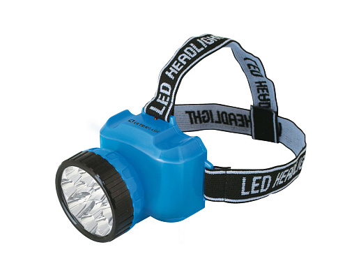 Фонарь налобный аккумуляторный LED 5361 (220В 12LED 2 режима; голуб.) Ultraflash 12420: фотография 1