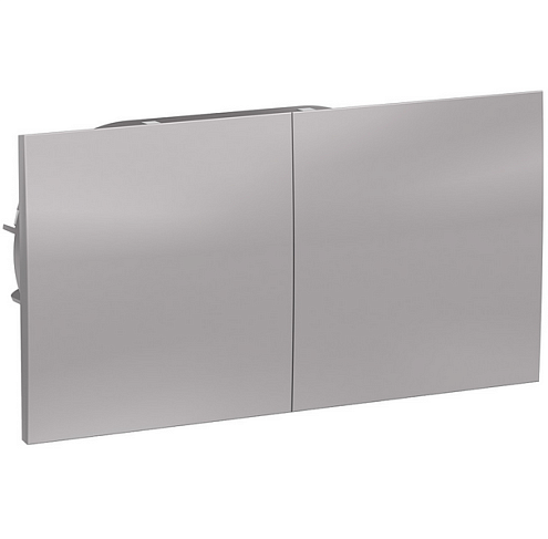 Розетка 2-м ATLAS DESIGN с заземл. защ. шторки со сдвиж. крышкой 16А в сборе алюм. SchE ATN000328: фотография 1