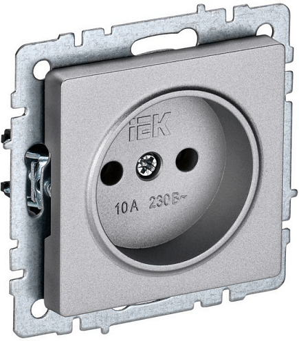 Розетка BRITE РС10-1-0-БрА 10А без заземл. без защ. шторок алюм. IEK BR-R10-10-K47: фотография 1