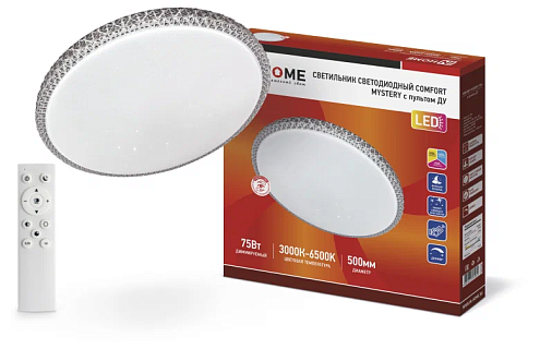 Светильник светодиодный COMFORT MYSTERY 75Вт 230В 3000-6500К 6000лм 500х65мм с пультом ДУ IN HOME 4690612034829: фотография 1