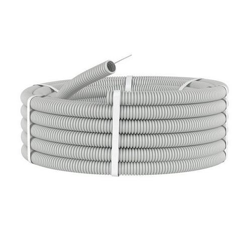 Труба гофрированная ПВХ гибкая легкая d25мм с протяжкой серый уп.50м DKC 91925: фотография 1